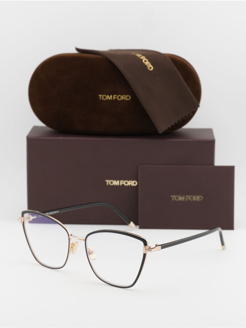 Tom Ford FT5740-B 001 Square Eyeglasses 54mm - Black Enamel